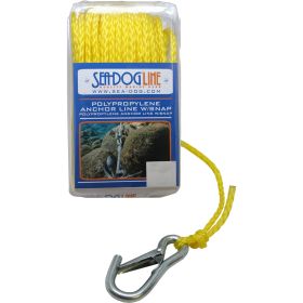 Sea Dog Poly Pro Anchor Line W/Snap 1/4" X 100' Yellow