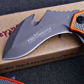 Outdoor Stainless Steel Folding Knife (Option: Orange-Full edge)