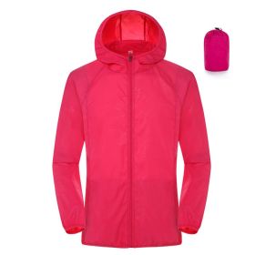 Outdoor Women's Lightweight Waterproof Windbreaker (Option: Rose Red-3XL)