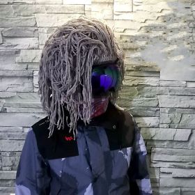 Ski Helmet Decoration Cover (Option: Long model grey)