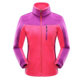 Polar Fleece Couple Cardigan Contrast (Option: Rose Red Girl-2XL)