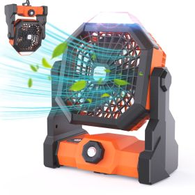 Ambitelligence Battery Operated Fan with LED Lantern (Color: Orange)