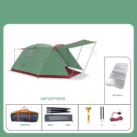 Four Person Outdoor Tent (Option: Green-Add moistureproof pad)