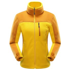 Polar Fleece Couple Cardigan Contrast (Option: Yellow female-3XL)