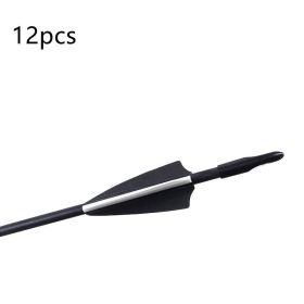 Novice Practicing Fiberglass Arrow (Option: 6mm black white feather-12PCS)