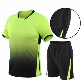 Gradient Men's Short-sleeved Two-piece (Option: Green-5XL)