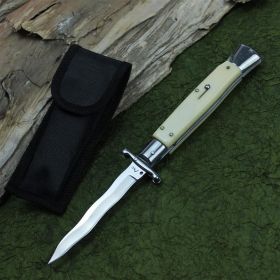 Acrylic Stainless Steel Folding Knife (Option: White stipe-Snake blade)