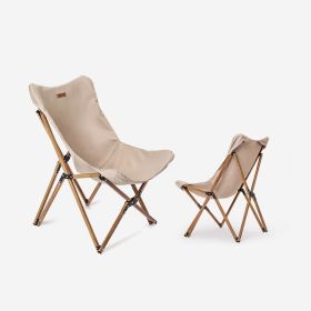 Folding Wooden Grain Camping Chair (Color: Khaki)