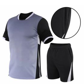 Gradient Men's Short-sleeved Two-piece (Option: Gray black-5XL)