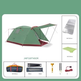 Four Person Outdoor Tent (Option: Green-Picnic mat moistureproof mat)
