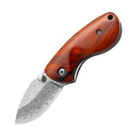 Mini Damascus Folding Knife (Option: Rosewood)