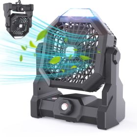 Ambitelligence Battery Operated Fan with LED Lantern (Color: Black)