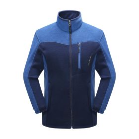 Polar Fleece Couple Cardigan Contrast (Option: Dark blue male-2XL)