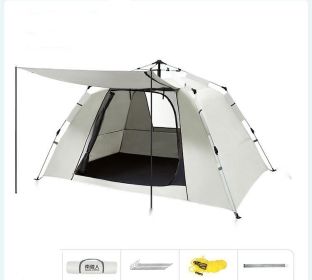 Foldable Automatic Full Set Camping Tent (Option: Rice white23-4 Style)