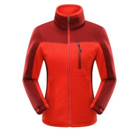 Polar Fleece Couple Cardigan Contrast (Option: Red girl-2XL)