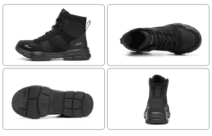 Anti-smash Anti-puncture Protective High Top Shoes (Option: BLACK-48)