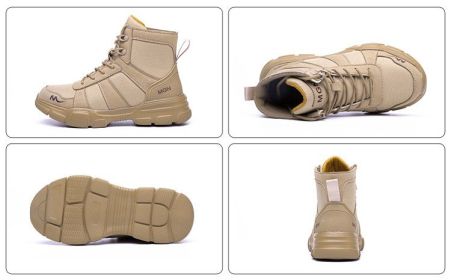 Anti-smash Anti-puncture Protective High Top Shoes (Option: Beige-45)