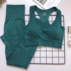 Women's High Waist Fitness Pants Suit (Option: Dark green suit-S)
