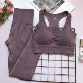 Women's High Waist Fitness Pants Suit (Option: Taro Purple Set-M)