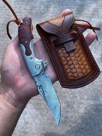 High Hardness Pattern Steel Folding Knife (Color: Green)