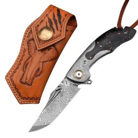 High Hardness Pattern Steel Folding Knife (Color: Light Grey)