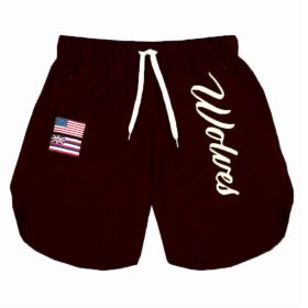 Casual Running Men's Shorts (Option: Wine Red-XL)