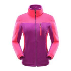 Polar Fleece Couple Cardigan Contrast (Option: Purple female-2XL)