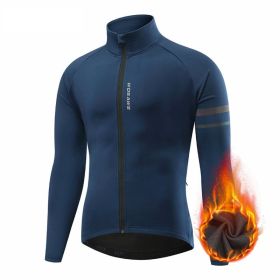 Men's Outdoor Off-road Mountain Cycling Sports Fleece (Option: BO284 Dark Blue-M)