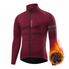 Men's Outdoor Off-road Mountain Cycling Sports Fleece (Option: BO284 Dark Red-M)