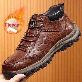 Casual Leather Men's Shoes (Option: Cotton Brown-40)