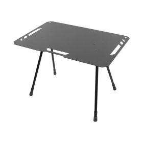 Blackened Aluminum Plate Folding Table (Color: Black)