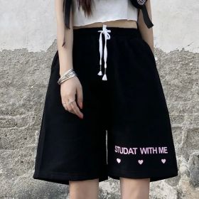 High Waist Wide-leg Women Sports Shorts - Black (Option: 268 Black-XL)