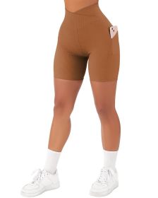 Women's Cross Sports Nylon Shorts (Option: Coffee Brown-2XL)