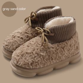 Plush Cotton-padded Winter Boots (Option: Dray Sand Color-36 To 37)