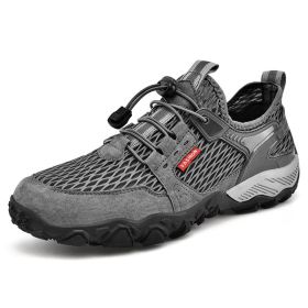 Men's Non-slip Soft-soled Mesh Surface Hiking Shoes (Option: Gray-38)