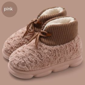 Plush Cotton-padded Winter Boots (Option: Pink-36 To 37)