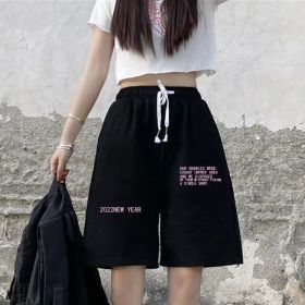 High Waist Wide-leg Women Sports Shorts - Black (Option: 238 Black-XL)
