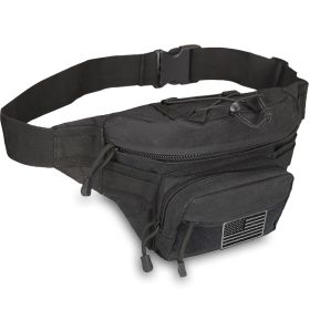 EDC Fanny Pack with USA Flag Patch (Color: Black)