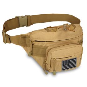 EDC Fanny Pack with USA Flag Patch (Color: Tan)